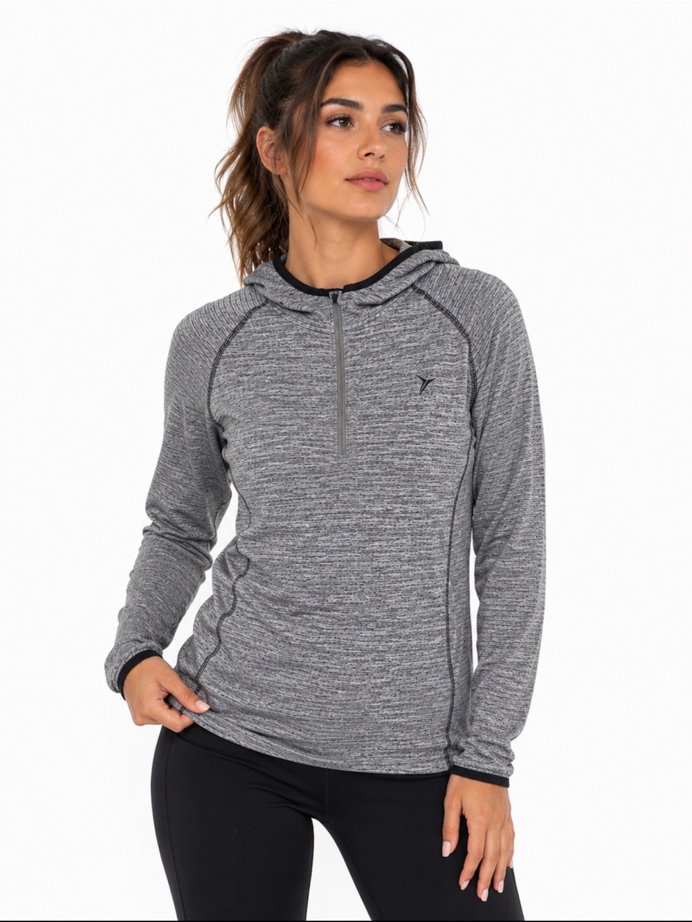 Old Navy Active Women’s Gray Marled Hooded 1/4 Zip Pullover Size Large